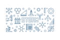 STEAM vector concept blue linear banner or illustration Royalty Free Stock Photo