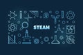 STEAM vector concept linear blue horizontal illustration Royalty Free Stock Photo