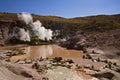 Steam venting from mud pools in Atacama desert