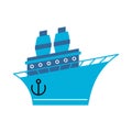Steamboat Cartoon style. Ship vector illustration. Blue boat