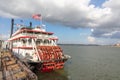 Steamboat city of new orleans at the pier at Mississippi River. The steamboat is still in Operation for touristic events Royalty Free Stock Photo