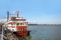 Steamboat city of new orleans at the pier at Mississippi River. The steamboat is still in Operation for touristic events Royalty Free Stock Photo