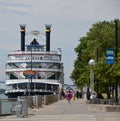 Steamboat at the Detroit River in the City of Detroit, Michigan Royalty Free Stock Photo