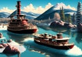 Steamboat, Generative AI Illustration Royalty Free Stock Photo
