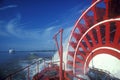 A steamboat paddle wheel on the Delta Queen Steamboat, Mississippi River