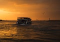 Steamboat seagulls and sunset view