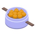 Steamed baozi icon isometric vector. Chinese food Royalty Free Stock Photo