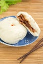 Steamed buns on plate , Baozi Royalty Free Stock Photo