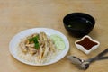 Steamed chicken with rice in white plate. Royalty Free Stock Photo