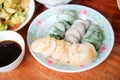 Steamed chives dumplings or Kanom Kuicheai on a plate for Chinese new year.
