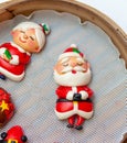 Steamed Christmas buns. Various characters, Santa Claus, Mrs Claus and others