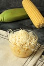 Steamed Corn with Sweet Condensed Milk and Shredded Cheese Topping Royalty Free Stock Photo