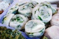 Steamed dumpling stuffed with garlic chives, Kuicheai steamed. Royalty Free Stock Photo