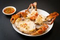 Steamed egg crab with fresh milk Royalty Free Stock Photo