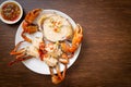 Steamed egg crab with fresh milk Royalty Free Stock Photo