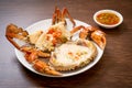 Steamed egg crab with fresh milk Royalty Free Stock Photo