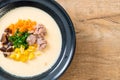 steamed egg with mince pork and vegetable Royalty Free Stock Photo