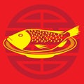 A steamed fish illustration.. Vector illustration decorative background design