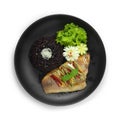 Steamed Fish with Soy Sauce Served Riceberry Chines Food Style Cleanfood and Dietfood for Healthy