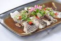 Steamed fish, steamed striped bass or stewed fish