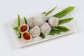 Steamed flour with minced coconut wrap sweet mashed coconut