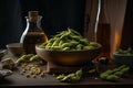 Steamed garlic sesame edamame