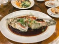 Steamed Garoupa With Soy Sauce Royalty Free Stock Photo