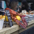 Steamed giant crabs in crab market