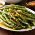 Steamed green beans with garlic-ginger sauce 2