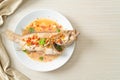 Steamed grouper fish with lime and chillies Royalty Free Stock Photo