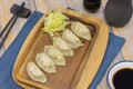 Steamed Gyoza or Chiness water steam dumpling tasty Asian traditional food appetiser