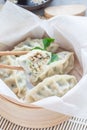 Steamed Korean dumplings Mandu with chicken meat and vegetables Royalty Free Stock Photo