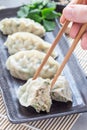 Steamed Korean dumplings Mandu with chicken meat and vegetables Royalty Free Stock Photo