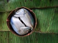 Steamed mackerel in the basket of bamboo