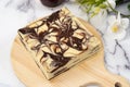 Steamed marble chocolate cheesecake