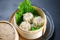 Steamed meat dumpling on a dining table Royalty Free Stock Photo