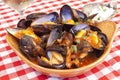 Steamed mussels with marinara sauce