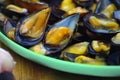 Steamed mussels on the plate Royalty Free Stock Photo
