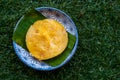 Steamed Pumpkin Cake Kanom Fak Thong is local Thai Dessert, sweet, soft and delicious, Make from pumpkin, sugar, Flour, tapioca Royalty Free Stock Photo