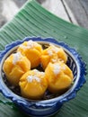 Steamed Pumpkin Cake Thai Dessert - Kanom Fak Thong Royalty Free Stock Photo