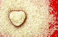 Steamed rice in bowl heart shape