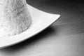 Steamed rice close up, black and white Royalty Free Stock Photo