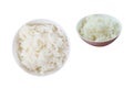 Steamed rice in a small bowl for eating with asian food , isolated on white background with clipping path. Royalty Free Stock Photo