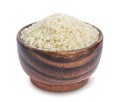 Steamed rice in a wooden bowl isolated on a white background Royalty Free Stock Photo
