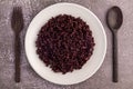 Steamed riceberry rice, the healthy Thai purplish brown rice