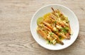 steamed river shrimp dressing spicy and sour lemon sauce on plate Royalty Free Stock Photo