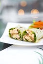 Steamed salmon and salad wrap Royalty Free Stock Photo