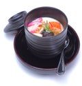 Steamed Savoury Egg Custard or Chawan Mushi , Japanese hot appe
