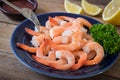 Steamed shrimp on plate and dip sauce Royalty Free Stock Photo