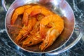 Steamed shrimp seafood on the table